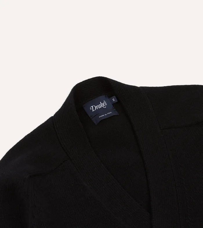 Drake039s Black Lambswool 6 Button Cardigan Men Knitwear