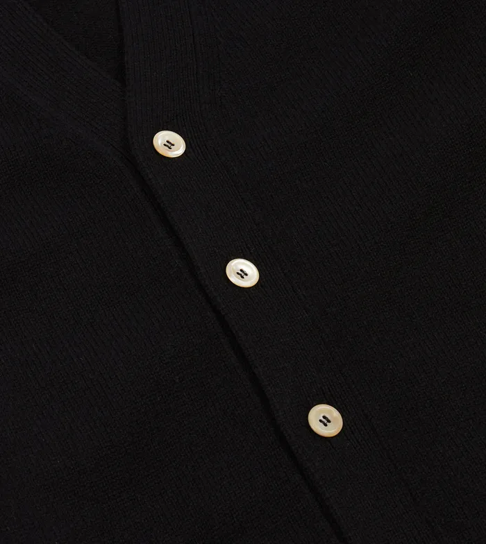 Drake039s Black Lambswool 6 Button Cardigan Men Knitwear