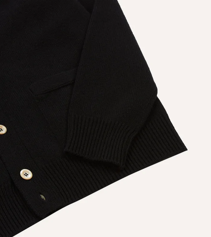 Drake039s Black Lambswool 6 Button Cardigan Men Knitwear