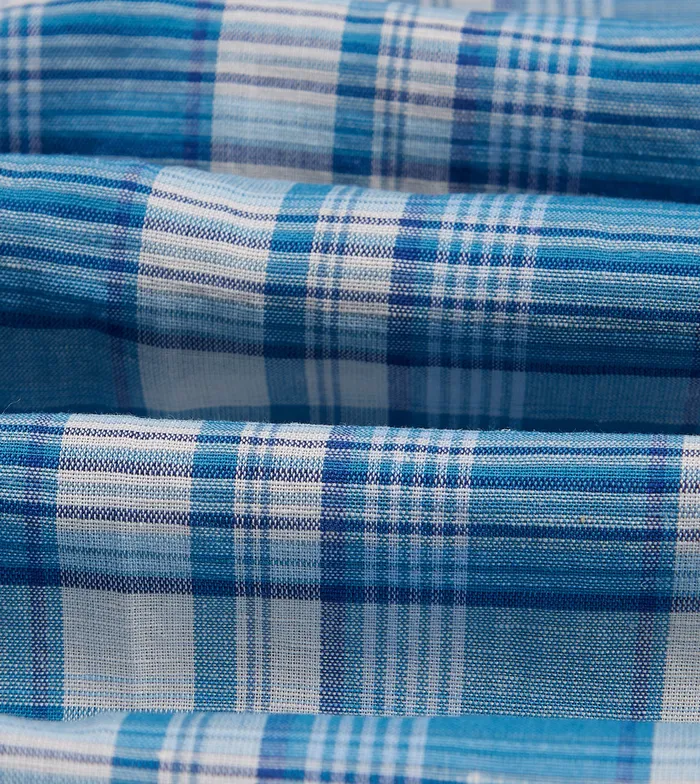 Drake039s Blue Check Cotton Linen ButtonDown Shirt Men Linen Shirts