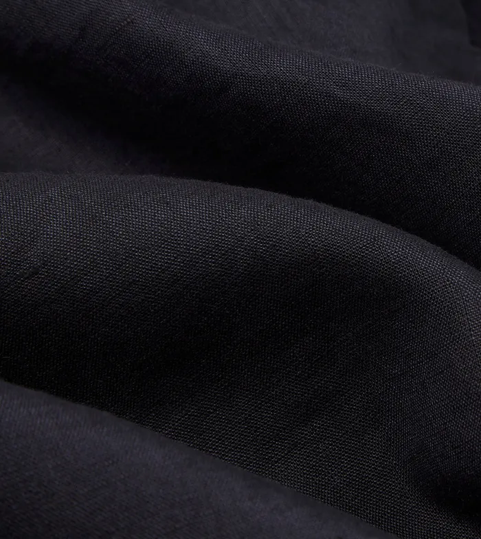 Drake039s Dark Navy Linen Spread Collar Shirt Men Linen Shirts