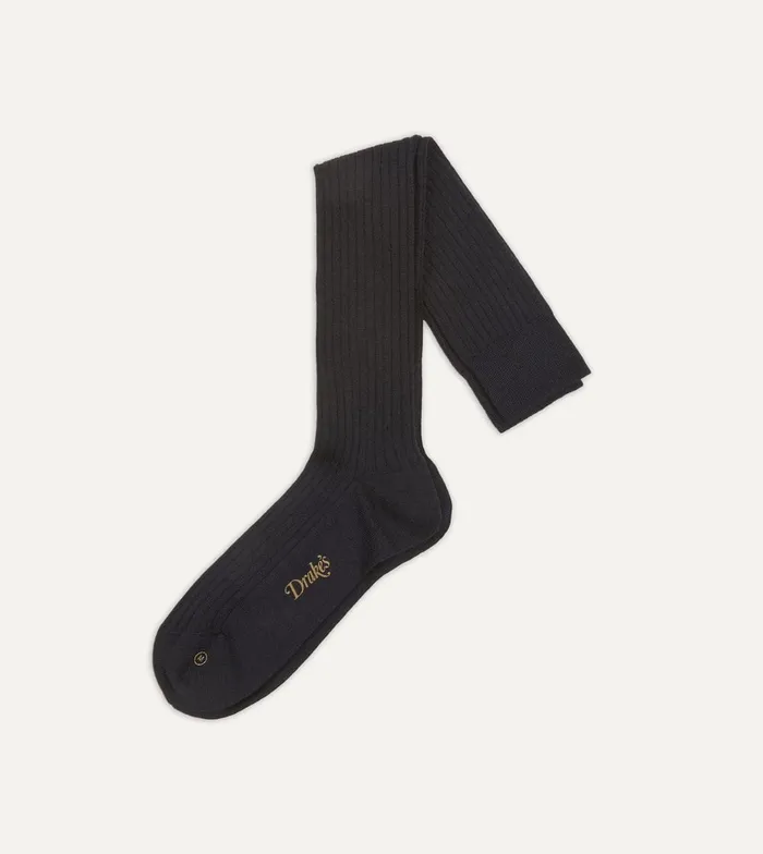 Drake039s Dark Navy Wool OverTheCalf Socks Men Boxer Shorts and Socks