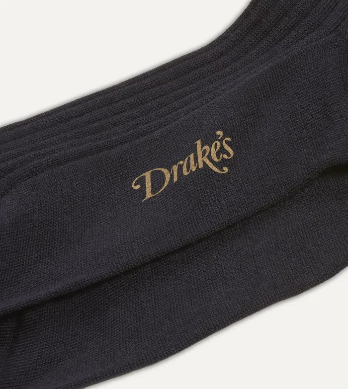 Drake039s Dark Navy Wool OverTheCalf Socks Men Boxer Shorts and Socks