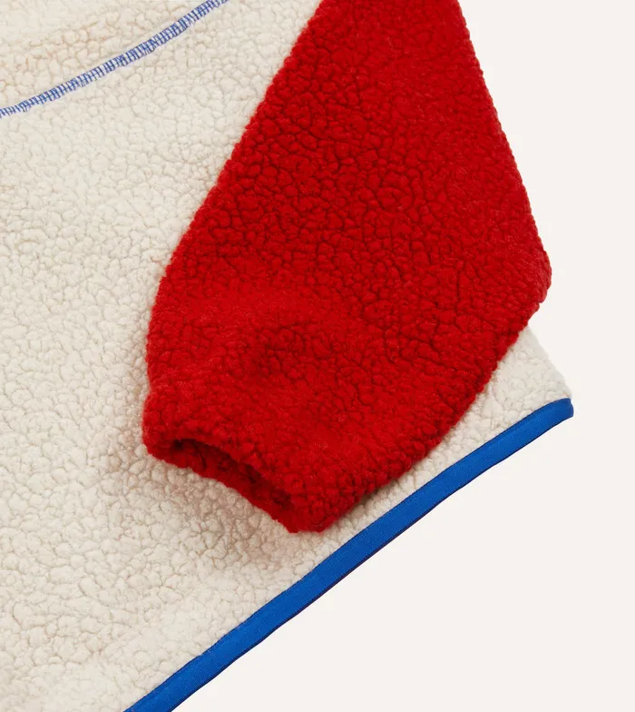 Drake039s Ecru And Red Boucle Wool HalfZip Fleece Jacket Men Fleeces