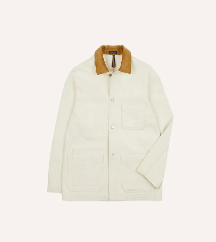 Drake039s Ecru Heavy Twill Cotton FivePocket Chore Jacket Men Coats and Jackets Drake039s Ecru Heavy Twill Cotton FivePocket Chore Jacket Men Coats and Jackets
