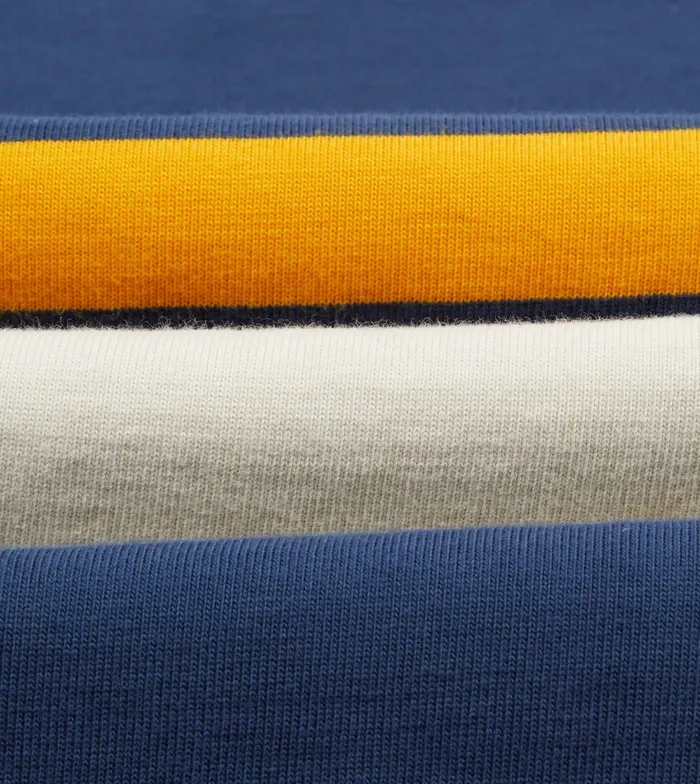 Drake039s Ecru Navy And Yellow Stripe Cotton Rugby Shirt Men Polos and Sweatshirts