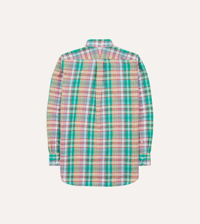 Drake039s Green And Blue Madras Check Cotton ButtonDown Shirt Men Checked Shirts
