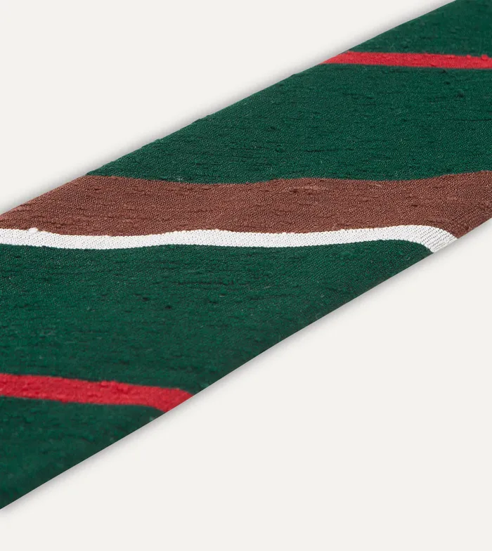 Drake039s Green Brown And White Stripe Shantung Silk Tie Men Striped Ties
