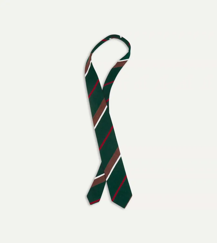 Drake039s Green Brown And White Stripe Shantung Silk Tie Men Striped Ties