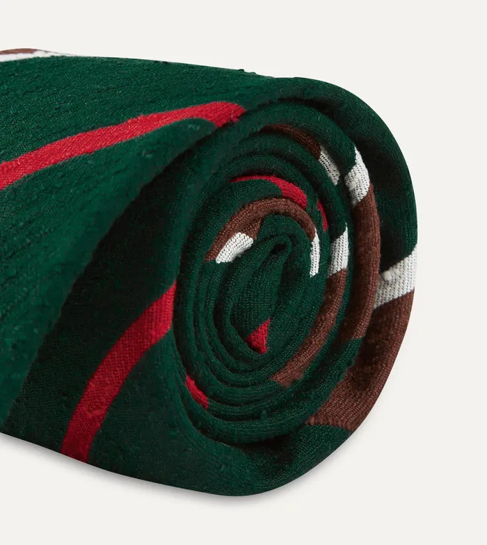 Drake039s Green Brown And White Stripe Shantung Silk Tie Men Striped Ties