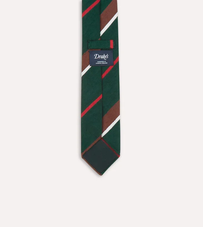 Drake039s Green Brown And White Stripe Shantung Silk Tie Men Striped Ties