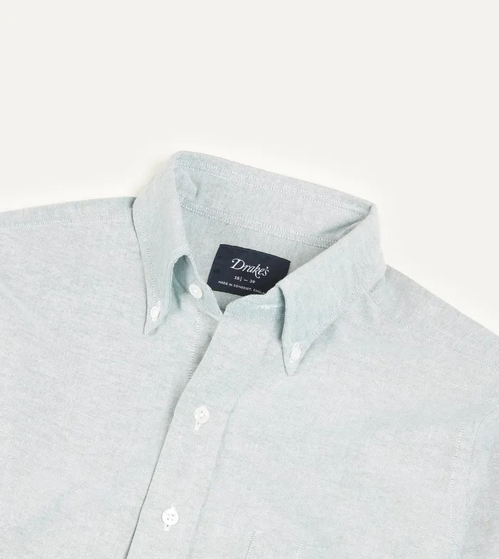 Drake039s Green Cotton Oxford Cloth ButtonDown Shirt Men Formal Shirts