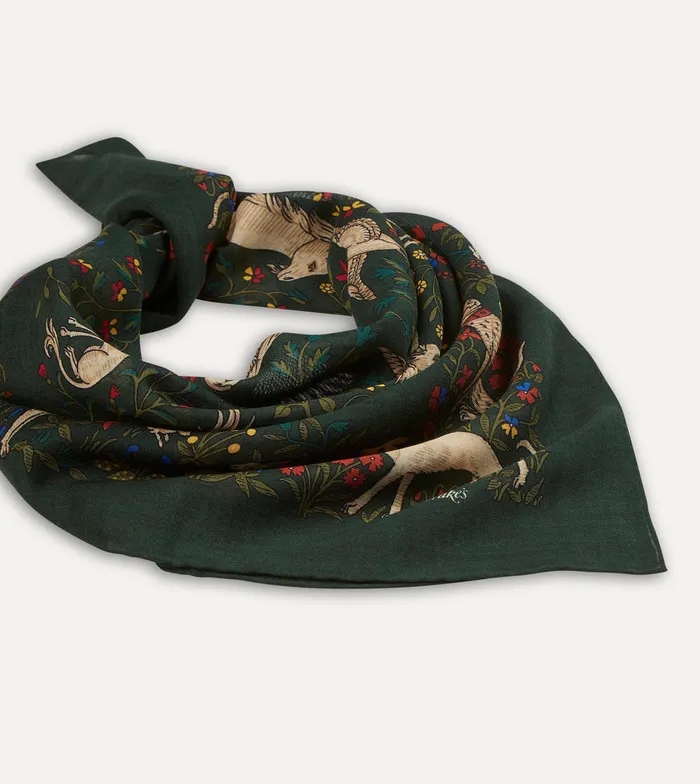 Drake039s Green Unicorn Print WoolSilk Square Scarf Men Scarves