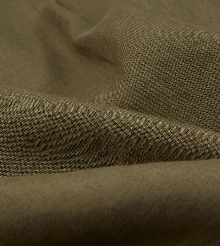 Drake039s Khaki Green Linen Spread Collar Shirt Men Linen Shirts