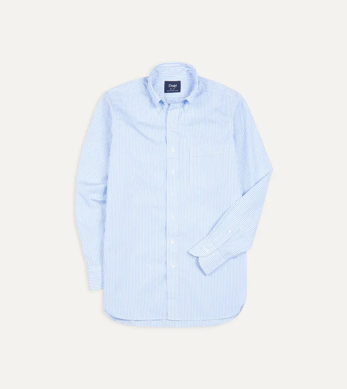 Drake039s Light Blue Bengal Stripe Cotton Poplin ButtonDown Shirt Men Formal Shirts Drake039s Light Blue Bengal Stripe Cotton Poplin ButtonDown Shirt Men Formal Shirts