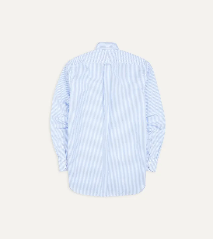 Drake039s Light Blue Bengal Stripe Cotton Poplin ButtonDown Shirt Men Formal Shirts