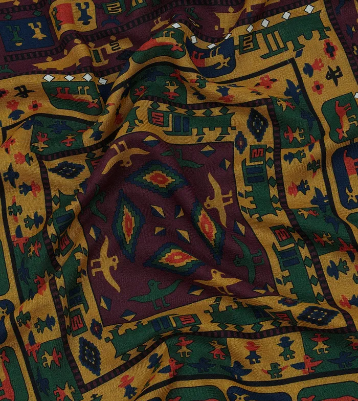 Drake039s Navy And Red Navajo Print WoolSilk Scarf Men Scarves