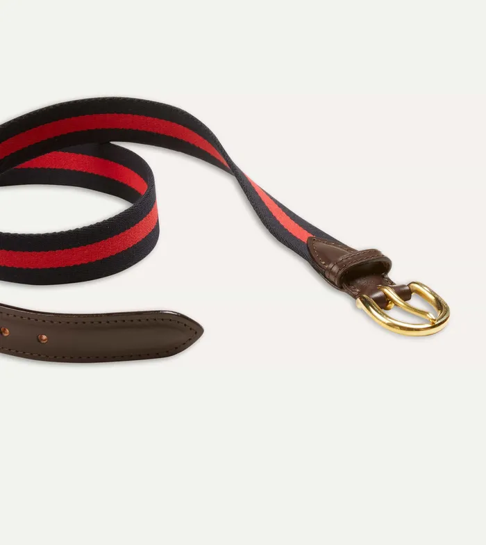 Drake039s Navy And Red Stripe Webbing And Leather Belt With Brass Buckle Men Belts