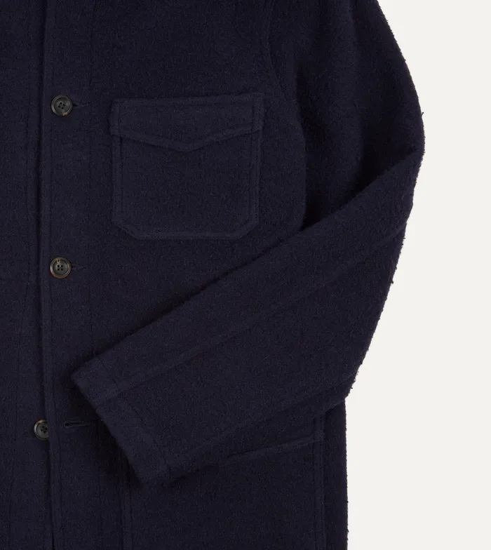 Drake039s Navy Casentino Wool FivePocket Chore Jacket Men Coats and Jackets