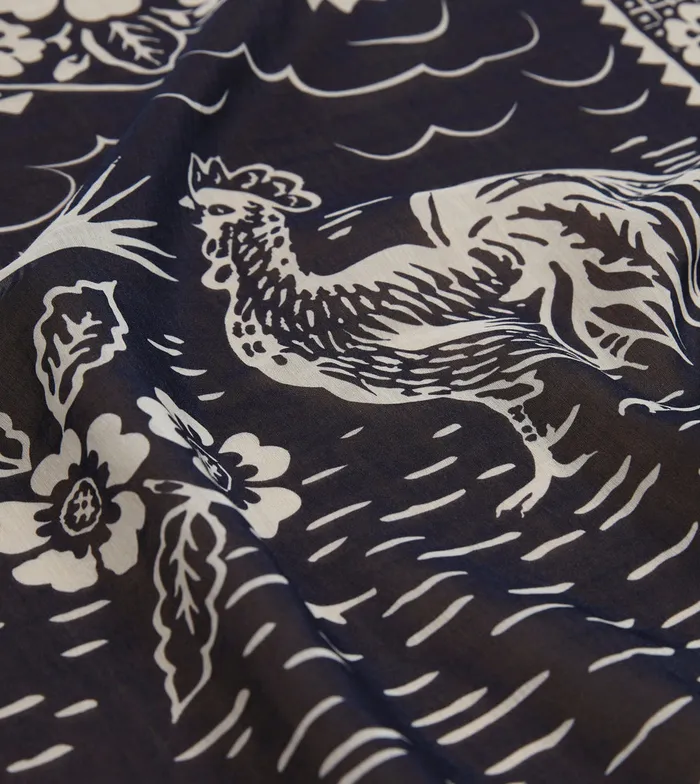 Drake039s Navy Cockerel Print SilkCotton Bandana Men Bandanas