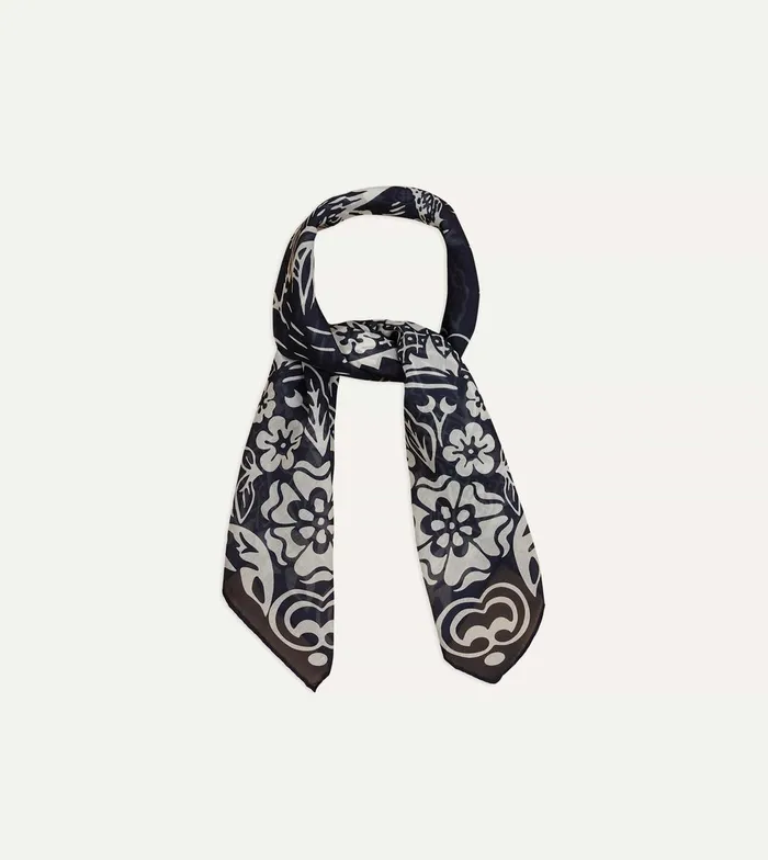 Drake039s Navy Cockerel Print SilkCotton Bandana Men Bandanas