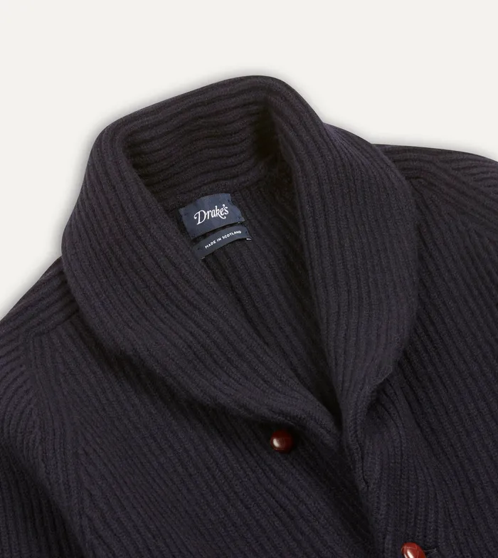 Drake039s Navy Lambswool Shawl Collar Cardigan Men Knitwear
