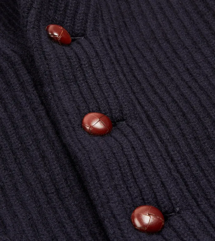Drake039s Navy Lambswool Shawl Collar Cardigan Men Knitwear