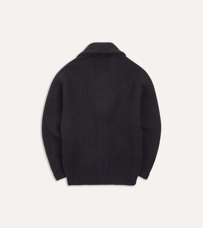 Drake039s Navy Lambswool Shawl Collar Cardigan Men Knitwear