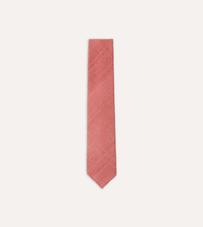 Drake039s Pink Tussah Hand Rolled Silk Tie Men Plain Ties