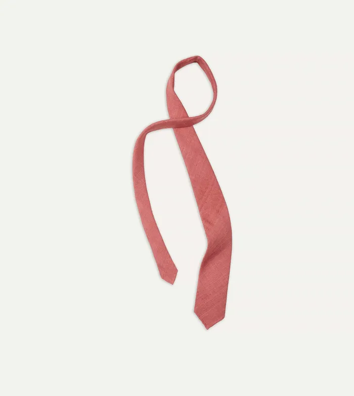 Drake039s Pink Tussah Hand Rolled Silk Tie Men Plain Ties