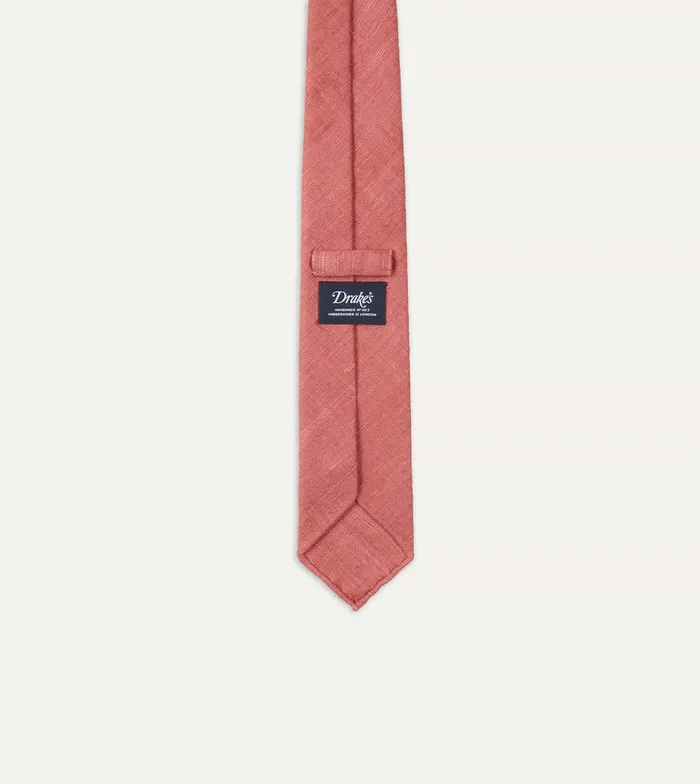 Drake039s Pink Tussah Hand Rolled Silk Tie Men Plain Ties