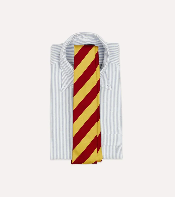Drake039s Red And Yellow Broad Stripe Silk Tipped Tie Men Striped Ties