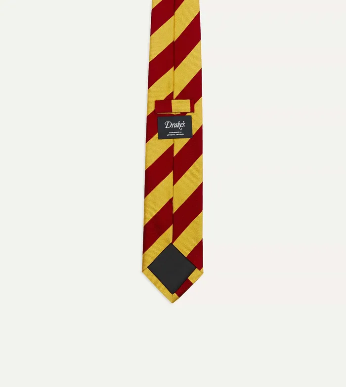 Drake039s Red And Yellow Broad Stripe Silk Tipped Tie Men Striped Ties