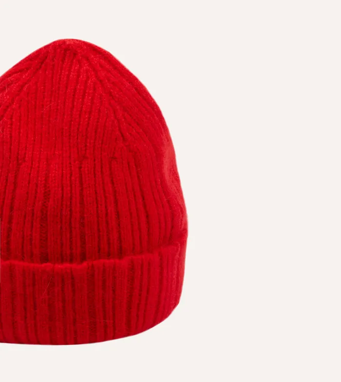 Drake039s Red Angora Lambswool Ribbed Knit Cap Men Hats