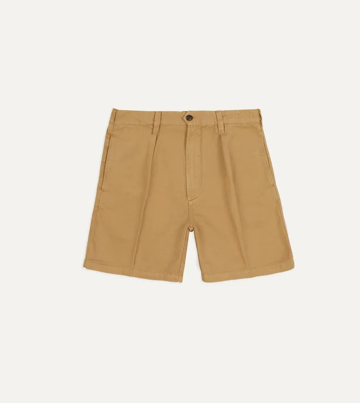 Drake039s Sand Cotton Twill SinglePleat Shorts Men Shorts