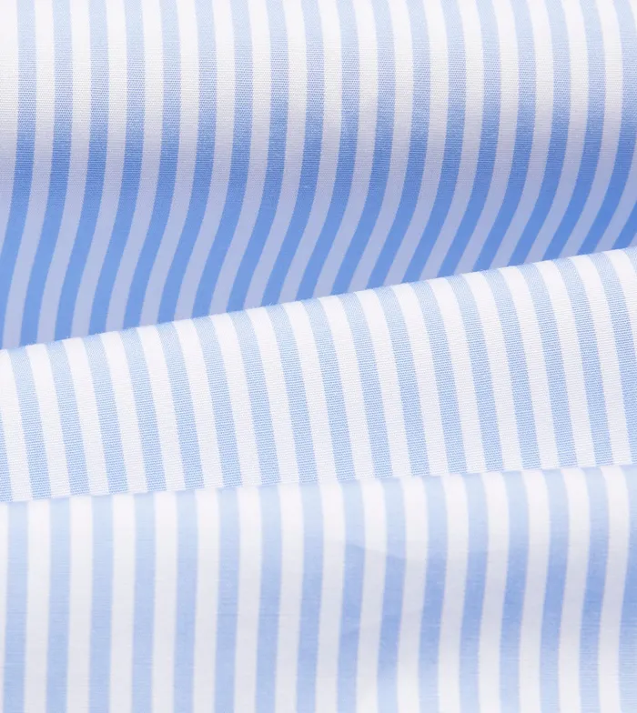 Drake039s Sky Blue And White Bengal Stripe Spread Collar Cotton Poplin Shirt Men Formal Shirts
