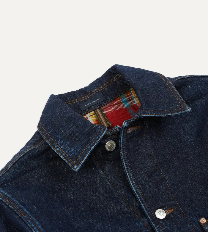 Drake039s Stone Wash Selvedge Denim FivePocket Chore Jacket With Blanket Lining Men Coats and Jackets