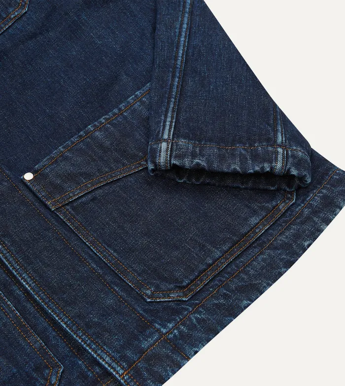 Drake039s Stone Wash Selvedge Denim FivePocket Chore Jacket With Blanket Lining Men Coats and Jackets