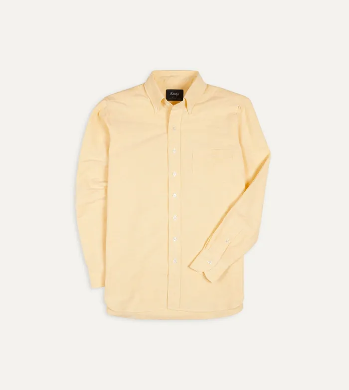 Drake039s Yellow Cotton Oxford Cloth ButtonDown Shirt Men Formal Shirts