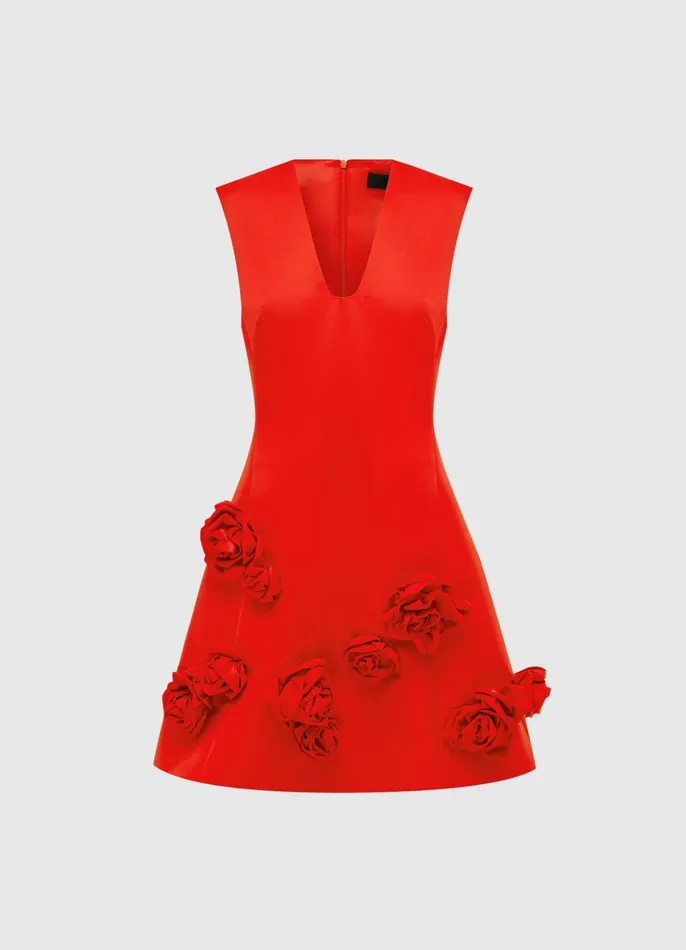 Dresses and Jumpsuits Women LEO LIN Briana V Neck Mini Dress 8211 Scarlet