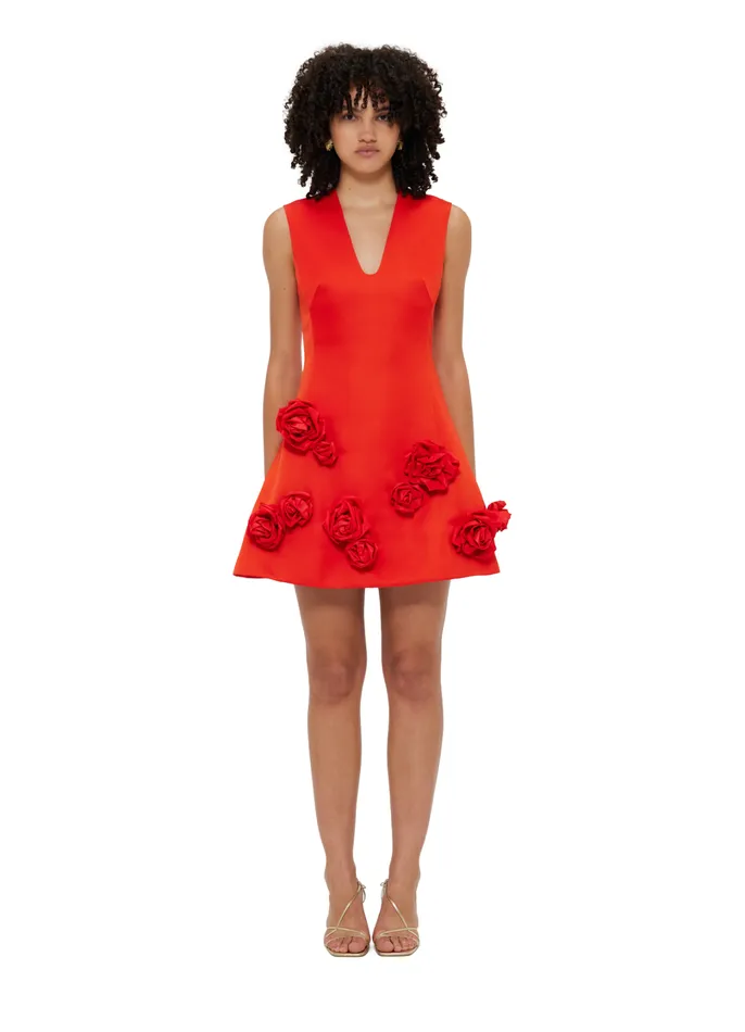 Dresses and Jumpsuits Women LEO LIN Briana V Neck Mini Dress 8211 Scarlet