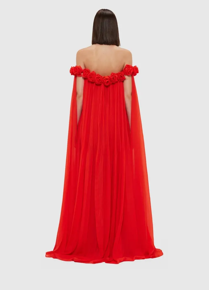 Dresses and Jumpsuits Women LEO LIN Camilla Draped Floor Length Dress 8211 Scarlet