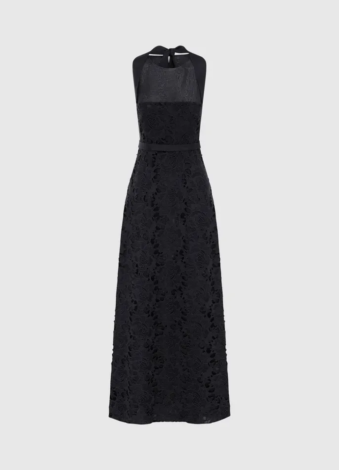 Dresses and Jumpsuits Women LEO LIN Chantilly Lace Back Knot Dress 8211 Ebony