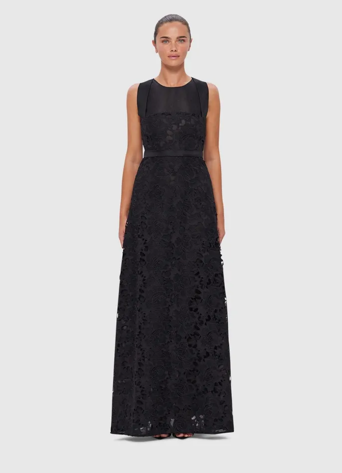 Dresses and Jumpsuits Women LEO LIN Chantilly Lace Back Knot Dress 8211 Ebony