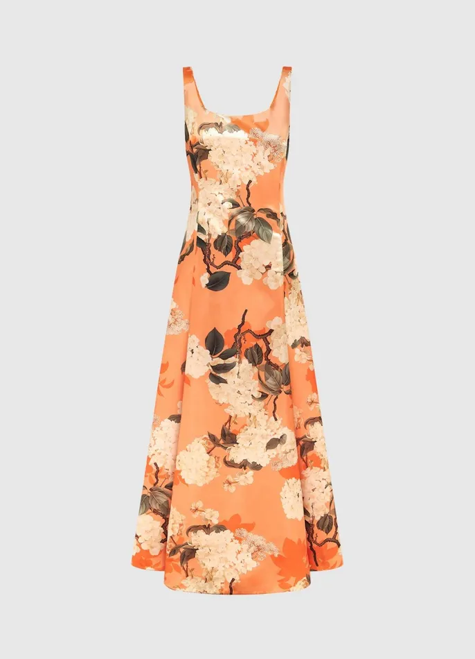 Dresses and Jumpsuits Women LEO LIN Charlotte Maxi Dress 8211 Hydrangea Print In Tangerine Dresses and Jumpsuits Women LEO LIN Charlotte Maxi Dress 8211 Hydrangea Print In Tangerine