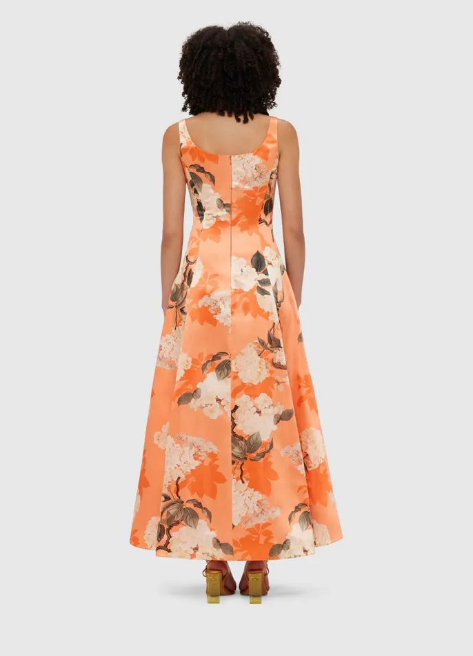 Dresses and Jumpsuits Women LEO LIN Charlotte Maxi Dress 8211 Hydrangea Print In Tangerine