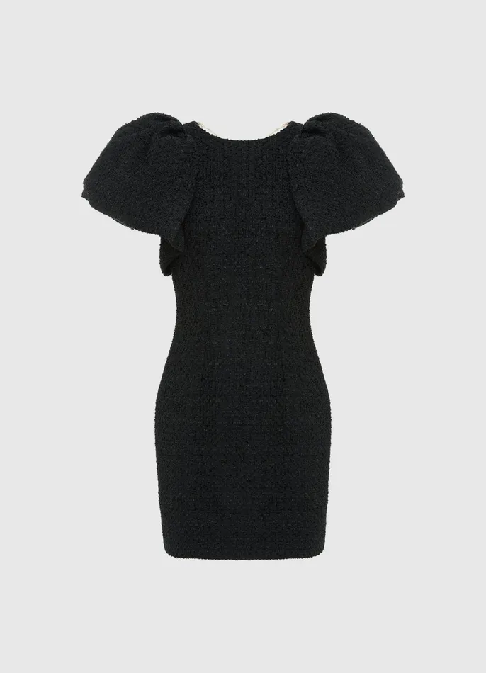 Dresses and Jumpsuits Women LEO LIN Dana Tweed Mini Dress 8211 Ebony
