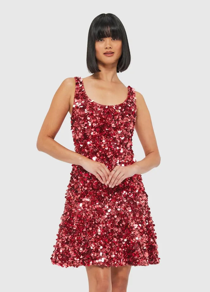 Dresses and Jumpsuits Women LEO LIN Elaine Sequin Mini Dress 8211 Mulberry