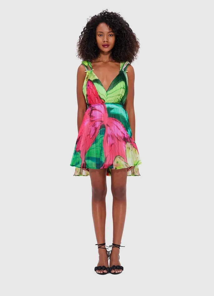 Dresses and Jumpsuits Women LEO LIN Eliana Mini Dress 8211 Papillon Print In Green