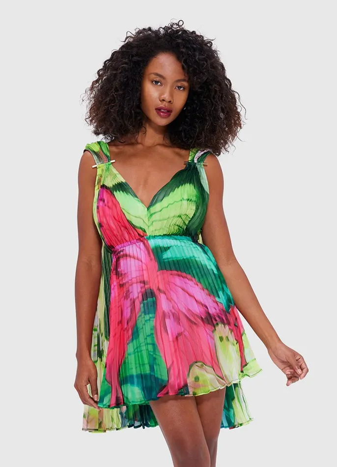 Dresses and Jumpsuits Women LEO LIN Eliana Mini Dress 8211 Papillon Print In Green